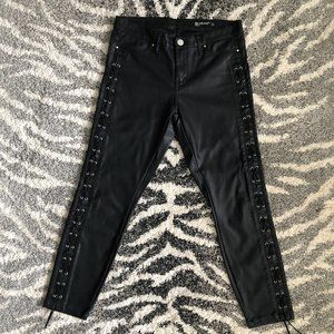 Blank NYC Spray On Lace Up Leg Faux Leather Cropped Length Pants